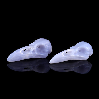 3.5" Blue Chalcedony Hand Carved Crystal Raven Skull Sculpture