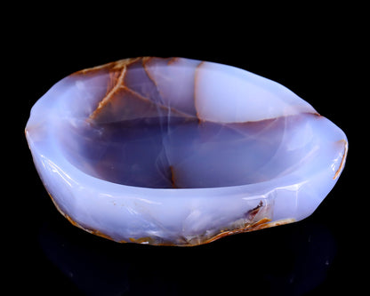 5.3" Blue Chalcedony Hand Carved Crystal Jewelry Tray Fruit Tray