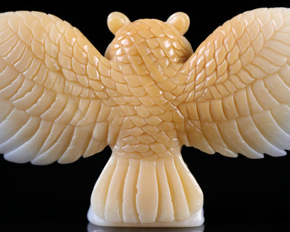 Amazing 9.3" Blue Chalcedony Hand Carved Crystal Owl Sculpture