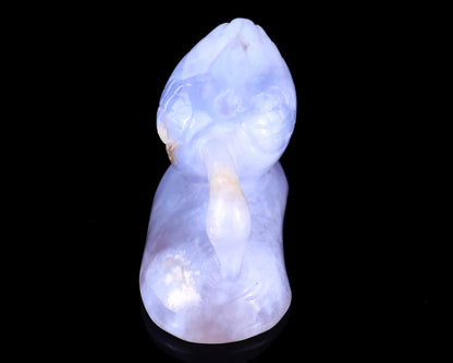 3.5" Blue Chalcedony Hand Carved Crystal Swan Sculpture