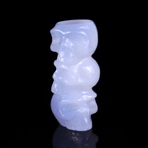 3.1" Blue Chalcedony Hand Carved Crystal Skulls Sculpture