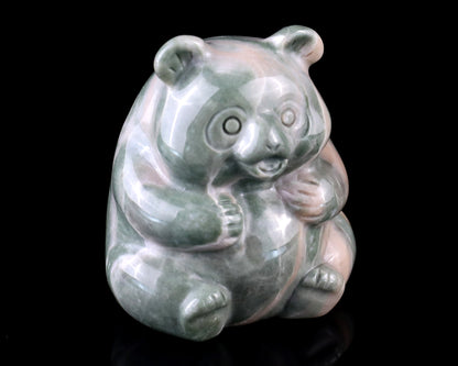 2.0" Jiulong Jade Hand Carved Crystal Panda Sculpture