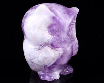2.0"Dream Amethyst Hand Carved Crystal Owl Sculpture