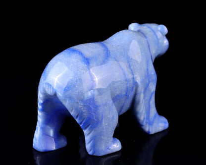 6.1" Sodalite Hand Carved Crystal Polar Bear Sculpture