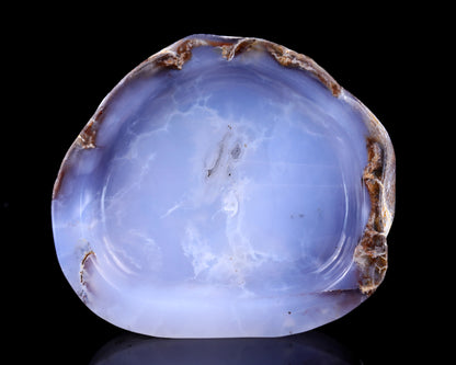 6.0" Blue Chalcedony Hand Carved Crystal Ashtray Fruit Tray