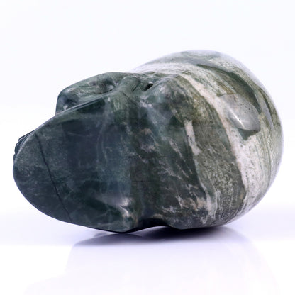 3.0" Jiulong Jade Hand Carved Crystal Realistic Skull Sculpture