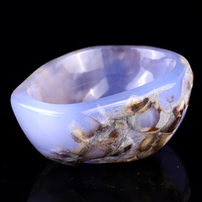 3.4" Blue Chalcedony Hand Carved Crystal Bowl