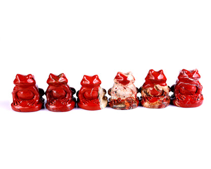 Natural Red Jasper Hand Carved Crystal Frog Sculpture
