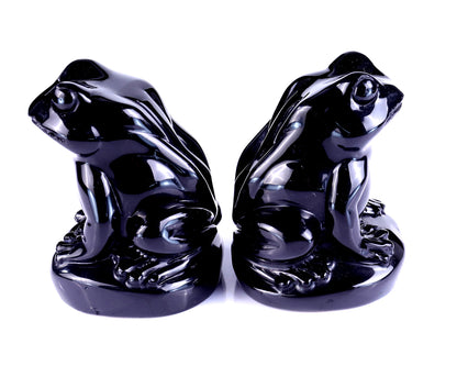 Natural Black Obsidian Hand Carved Crystal Frog Sculpture