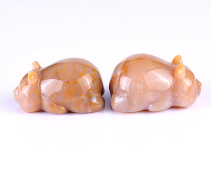 Natural Chalcedony Hand Carved Crystal Panda Sculpture