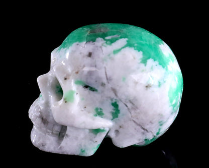 1.7" Emerald Hand Carved Crystal Realistic Skull Sculpture