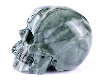 3.0" Jiulong Jade Hand Carved Crystal Realistic Skull Sculpture