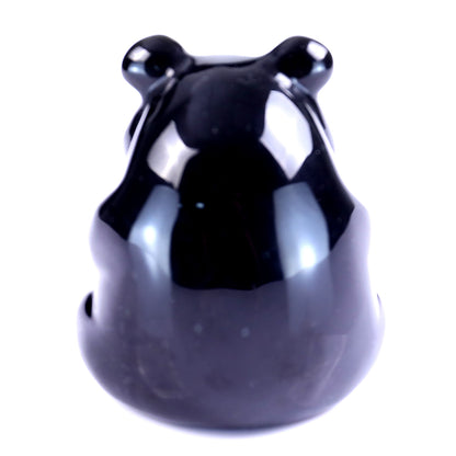 2.9" Black Obsidian Hand Carved Crystal Panda Sculpture
