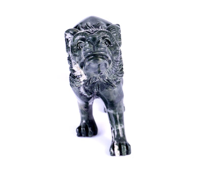 8.7" Jiulong Jade Hand Carved Crystal Wolf Sculpture
