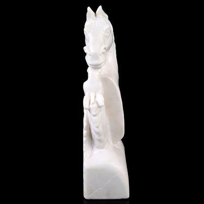 Amazing 10.2" White Jade Hand Carved Crystal Horse Sculpture