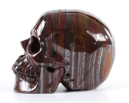 3.0" Tiger Iron Eye Hand Carved Crystal Realistic Skull Sculpture