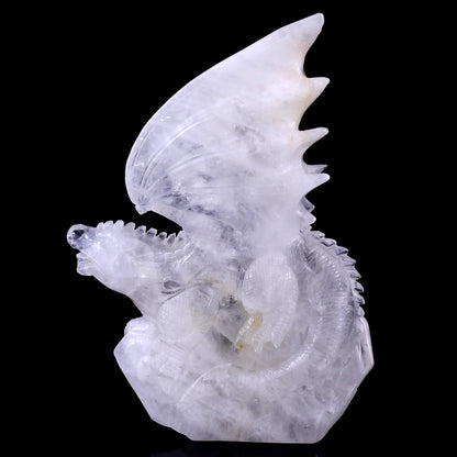10.0" Angolan Quartz Hand Carved Crystal Dragon Sculpture