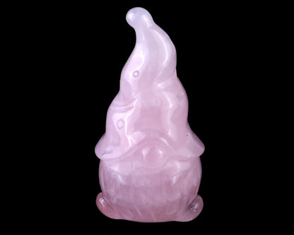 2.8” Natural Rose Quartz Hand Carved Crystal Bearded Ghost Sculpture, Halloween Gift