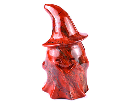 3.6” Natural Red Jasper Hand Carved Crystal Wizard Ghost Sculpture, Halloween Gift