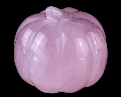 1.6” Natural Rose Quartz Hand Carved Crystal Pumpkin Sculpture, Halloween Gift