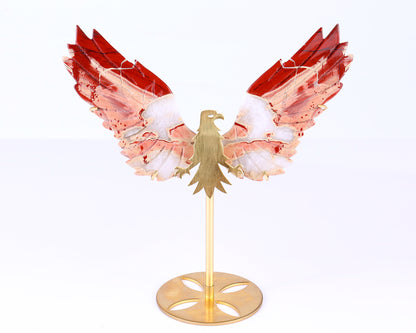 5.1" Red Jasper Hand Carved Crystal Eagle Wings Sculpture