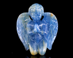 2.9" Blue Onyx Hand Carved Crystal Angel Sculpture