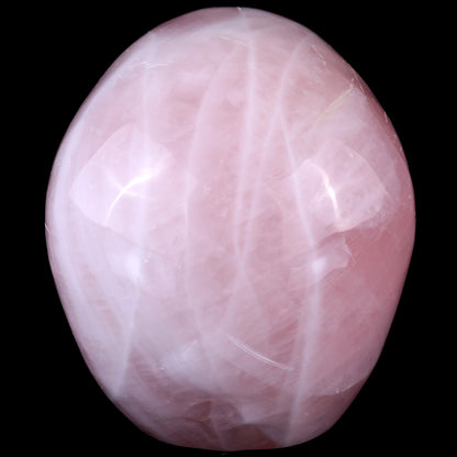 7.6" Rose Quartz Hand Carved Crystal Realistic Skull Sculpture