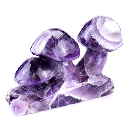 4.7" Dream Amethyst Hand Carved Crystal Mushrooms Sculpture