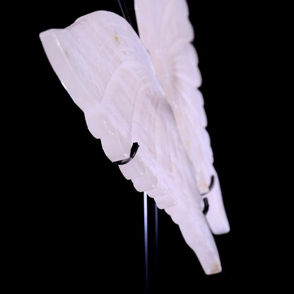 7.0" Rose Quartz Hand Carved Crystal Butterfly Wings Sculpture