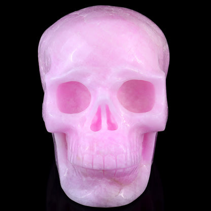 8.3" Pink Aragonite Hand Carved Crystal Realistic Skull Sculpture