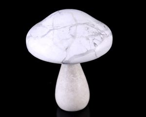 70mm Howlite Hand Carved Crystal Mushroom Sculpture
