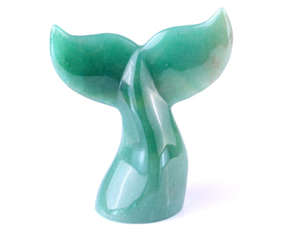 4.2" Green Aventurine Hand Carved Crystal Whale Tail