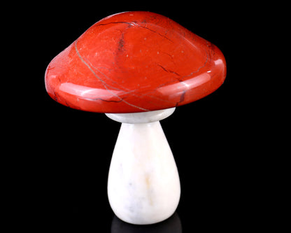 70mm Red Jasper Hand Carved Crystal Mushroom Sculpture