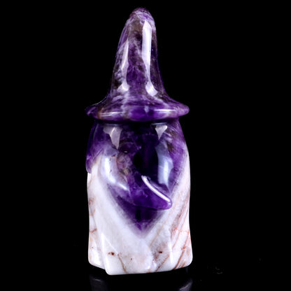 3.6” Natural Dream Amethyst Hand Carved Crystal Wizard Ghost Sculpture, Halloween Gift
