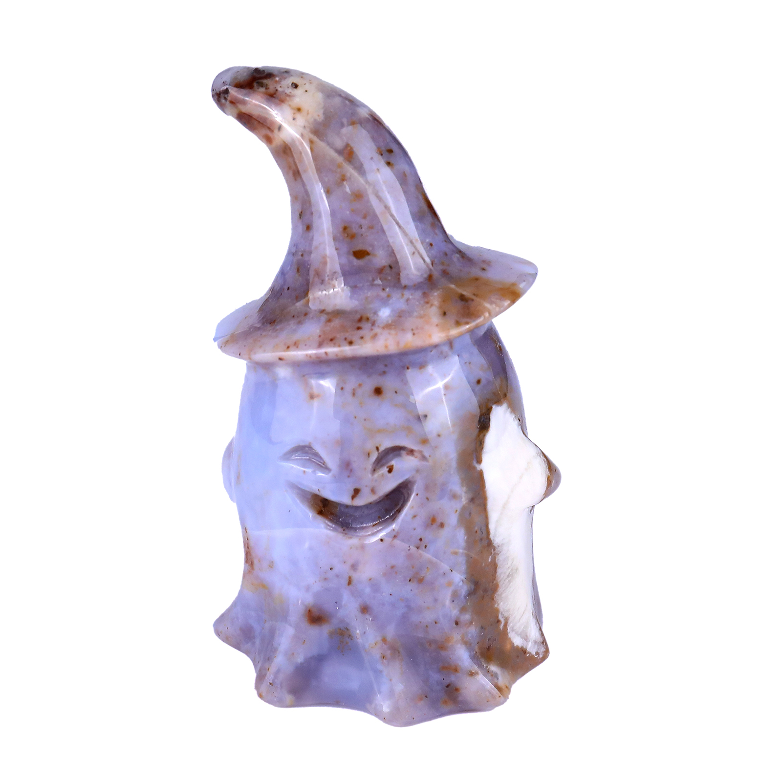 Pumpkin Blue Chalcedony Ornament Carved Crystal Ghost 