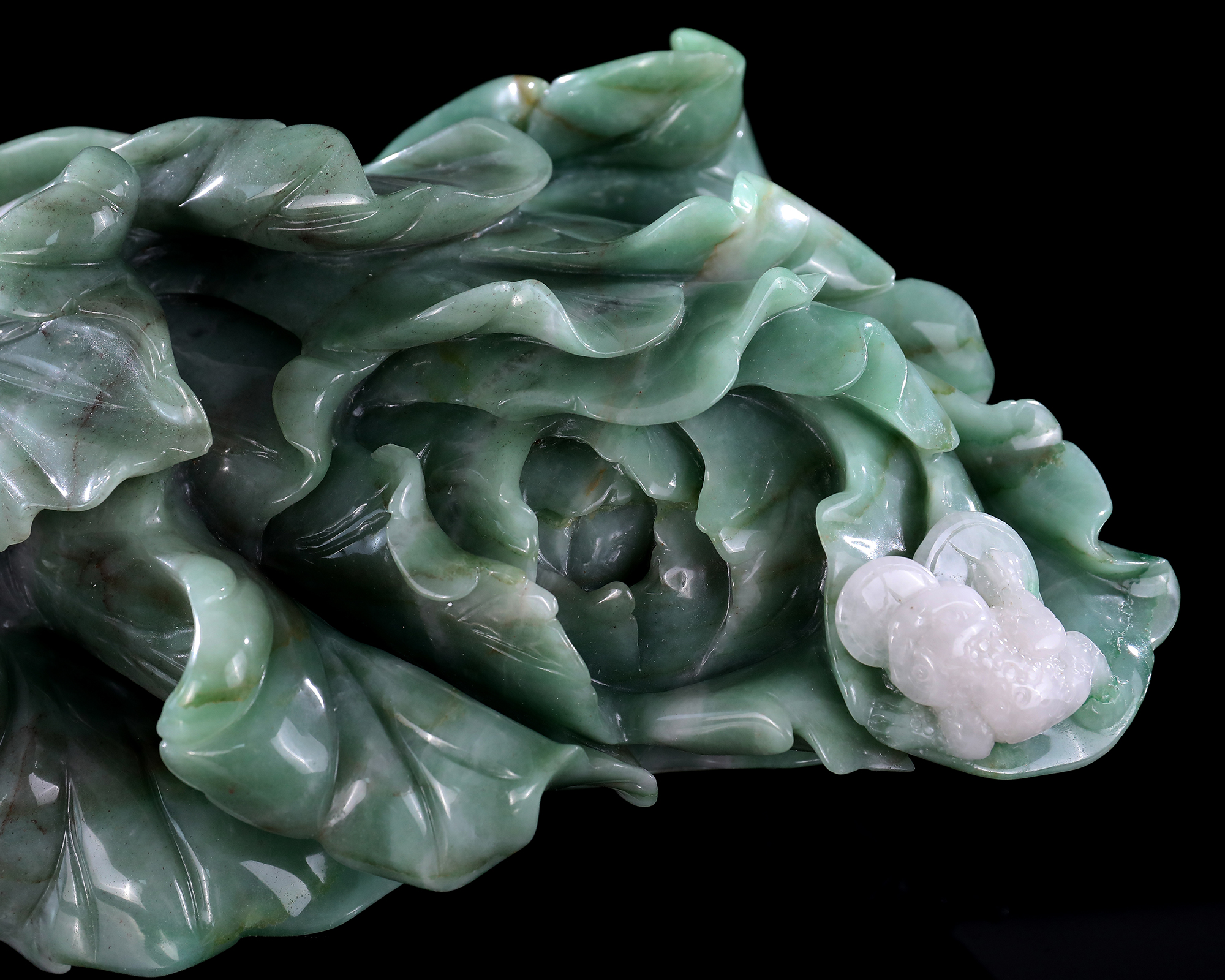 15" Green Aventurine Cabbage Sculpture – Hand-Carved Gemstone with "Hundred Wealth" Meaning