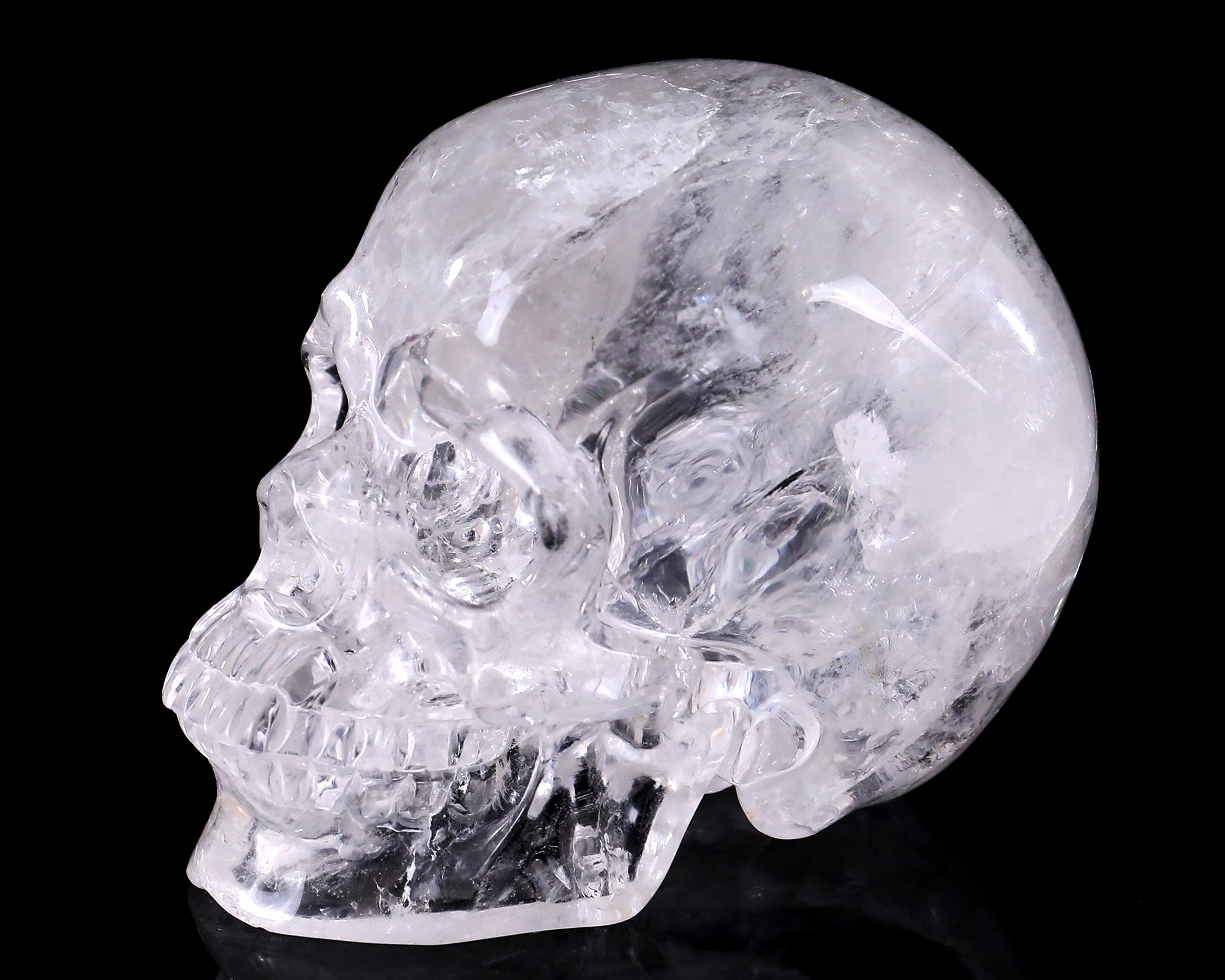 5-inch Hand Carved Natural Clear Quartz Skull - Premium Gemstone Sculpture for Collection & Décor