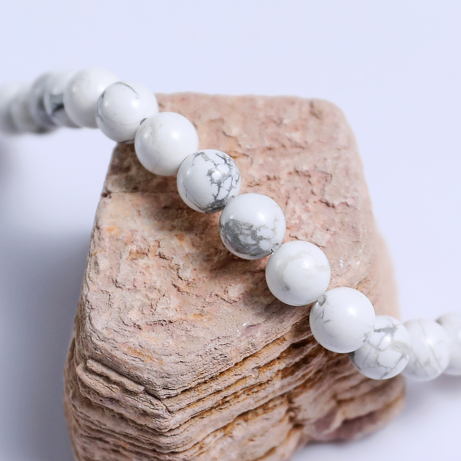 Natural Crystal Elastic Beads Bracelet Howlite Healing Energy Bracelet 