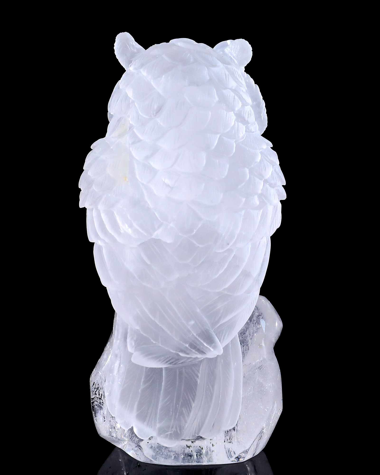 4.9-inch Hand Carved Clear Quartz Owl - Wisdom Symbol Gemstone Sculpture for Collection & Home Décor