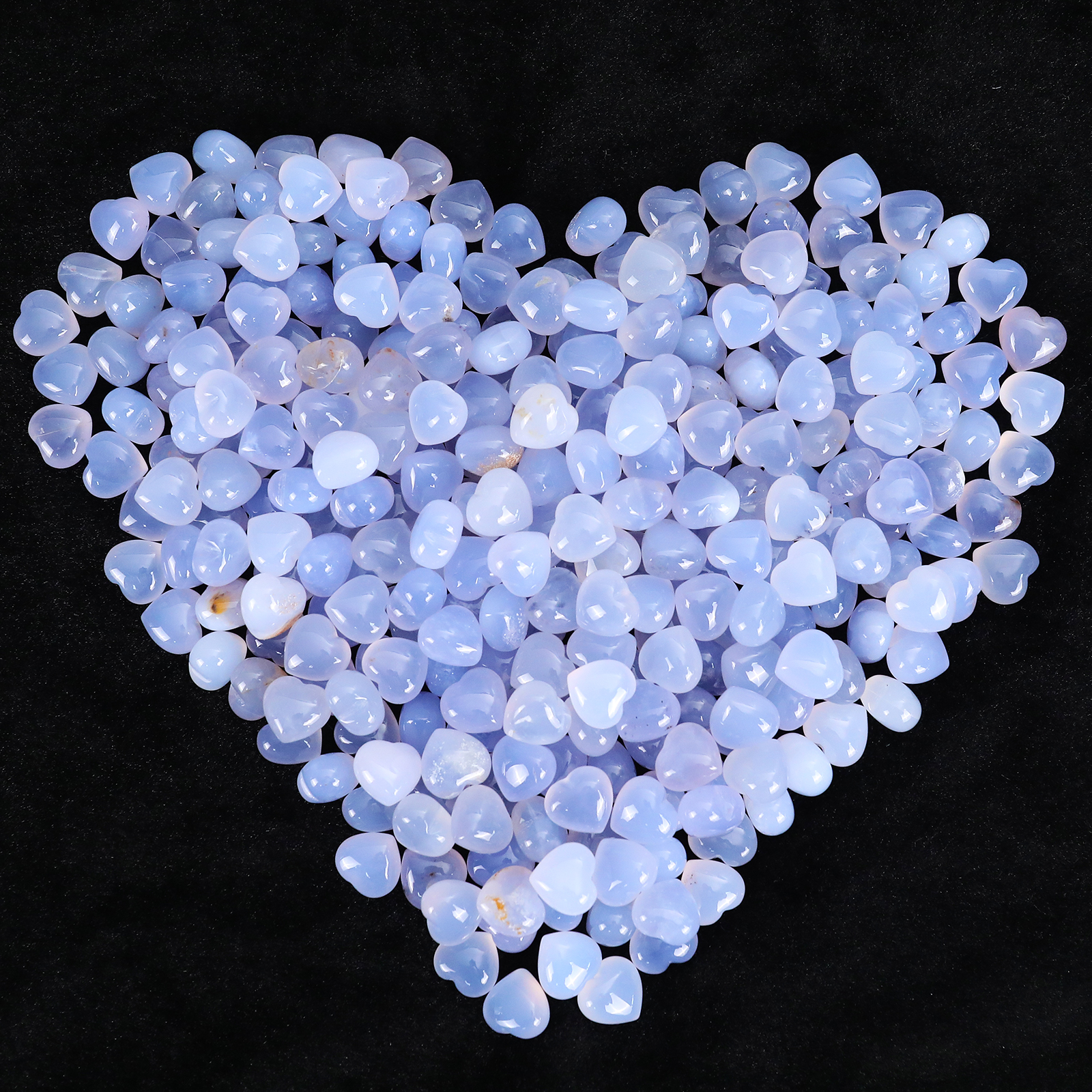 Natural Blue Chalcedony Hand-Carved Heart Decorative Stone - Unique Home & Office Ornament