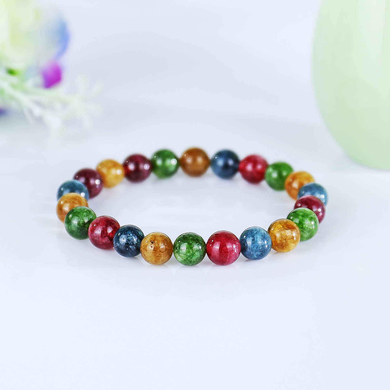 Natural Colorful Jasper Crystal Bead Bracelet,Healing Energy Bracelet