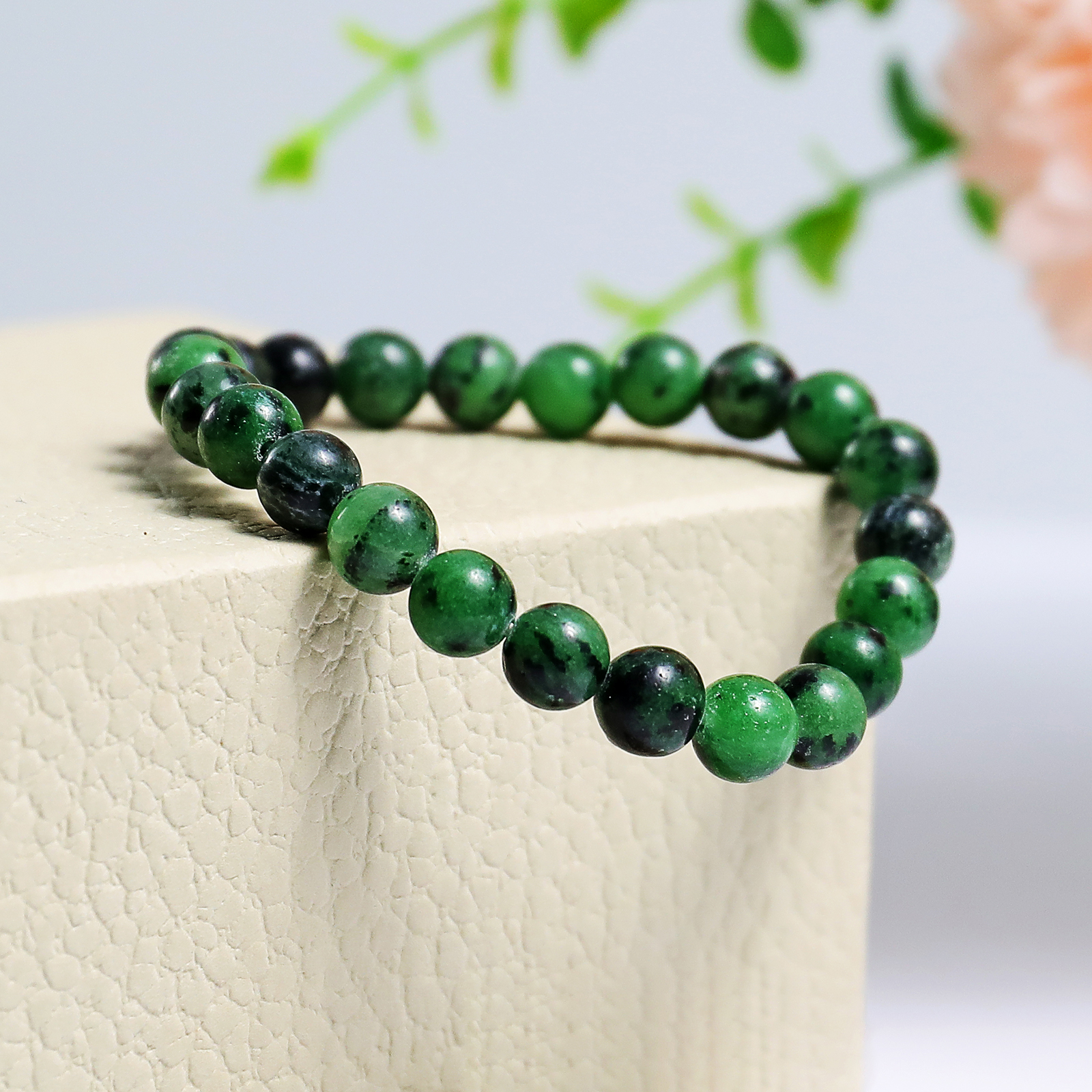 Natural Ruby Zosite Crystal Bead Bracelet,Healing Energy Bracelet