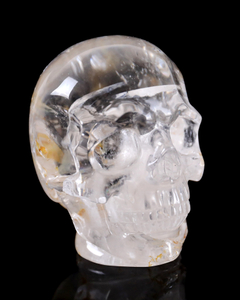 Hand-Carved Clear Quartz Skull-Ultra-Transparent Color & Artisanal Crystal Craft
