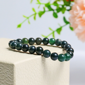 Natural Moss Agate Crystal Bead Bracelet,Healing Energy Bracelet