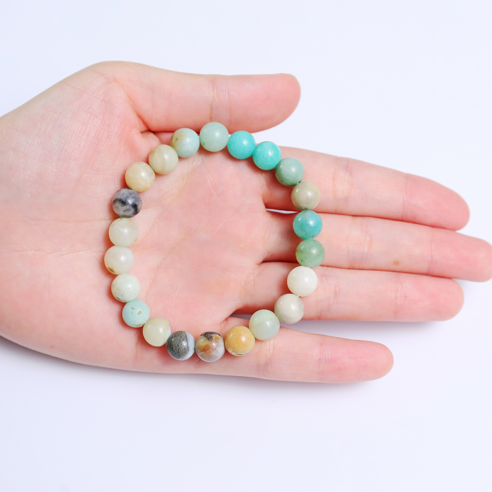 Natural Amazonite Crystal Bead Bracelet,Healing Energy Bracelet