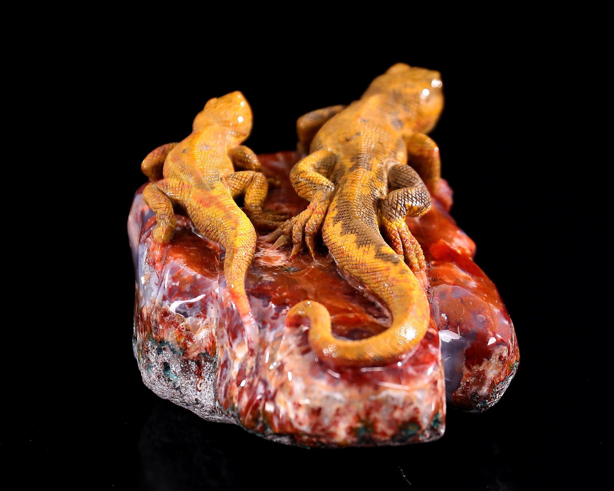 9 Inch Handcrafted Moroccan Red Agate Lizard – Artisanal Carved Symbolic Reptile Decor 