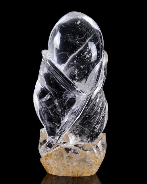 3.4 Inch Hand-Carved Clear Crystal "Budding Bloom" - Transparent Flower Sculpture Sculpture, Artisanal Decor