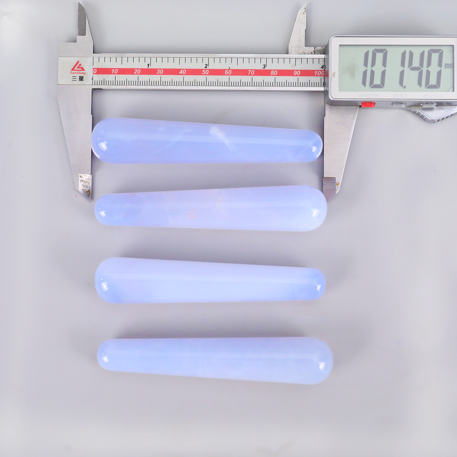 Blue Chalcedony Cylindrical Massager - Natural Gemstone Face & Body Roller for Stress Relief, Skin Rejuvenation & Muscle Relaxation