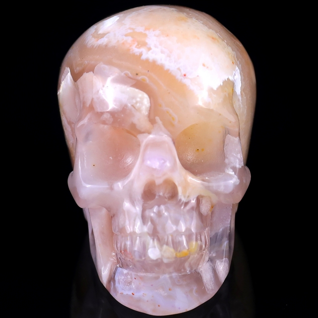 2.8" Sakura Agate Hand Carved Crystal Realistic Skull Sculpture