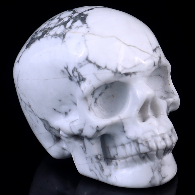 2.2" Howlite Hand Carved Crystal Realistic Skull Sculpture
